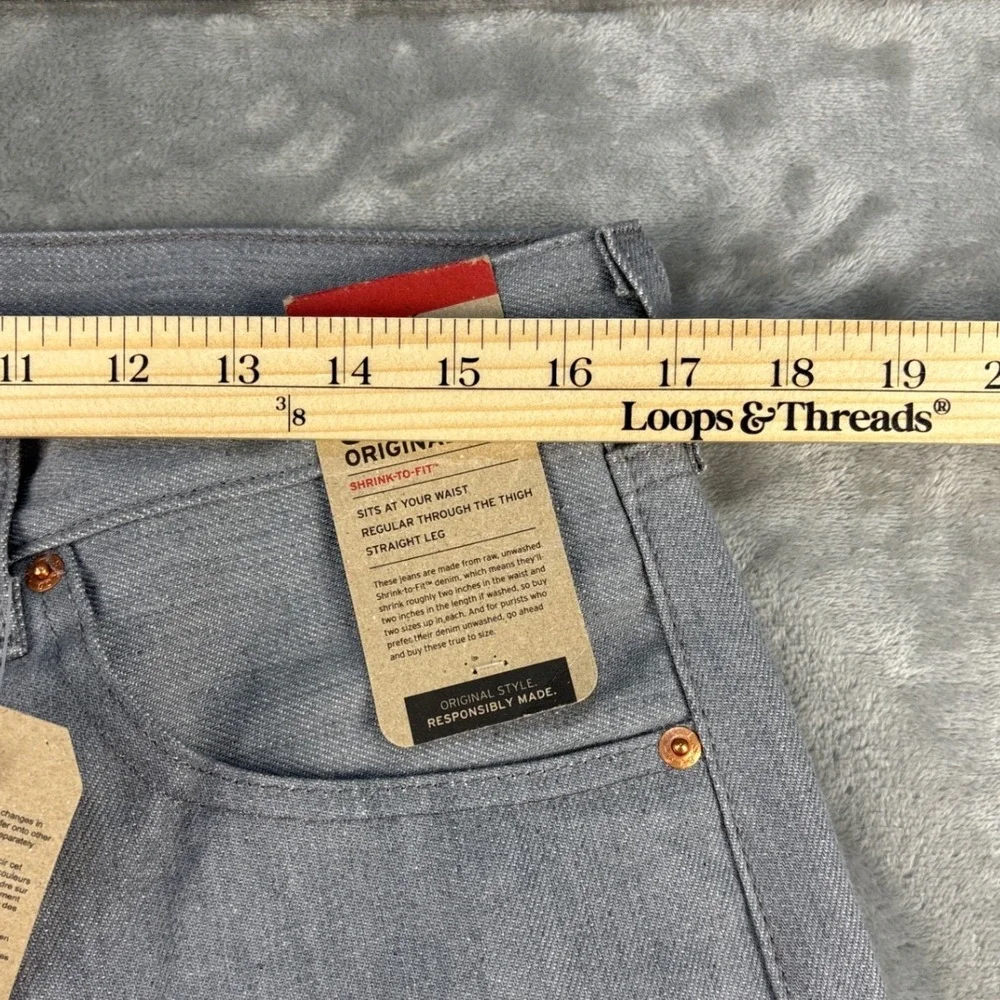 Levis Jeans Mens 34x38 501 Original Shrink-to-Fit Grey Straight Leg NEW